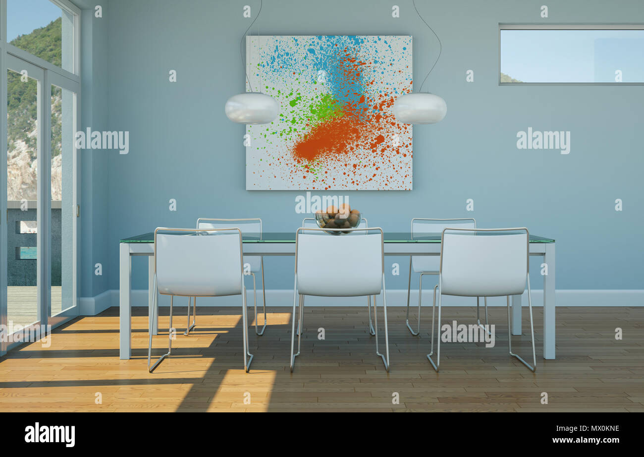 Dining room interior design in beach house Stock Photo - Alamy