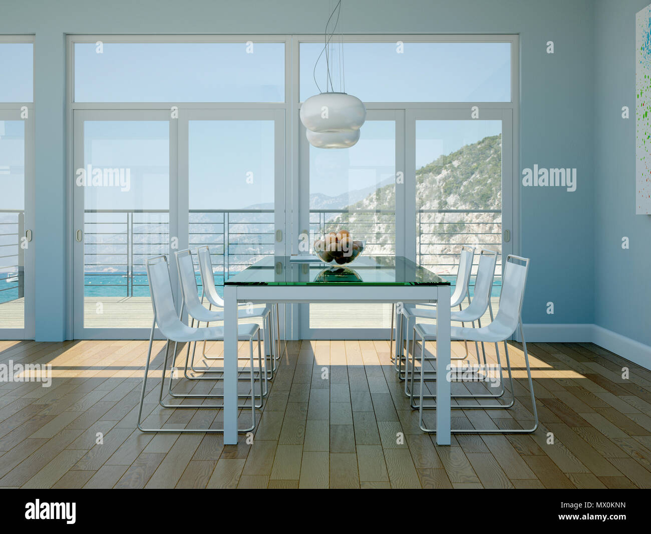 Dining room interior design in beach house Stock Photo - Alamy
