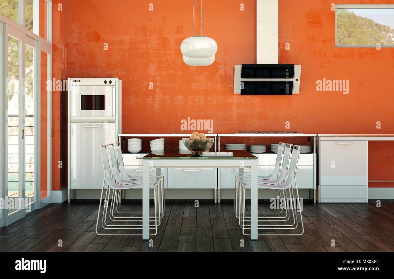 Dining room interior design in beach house Stock Photo - Alamy