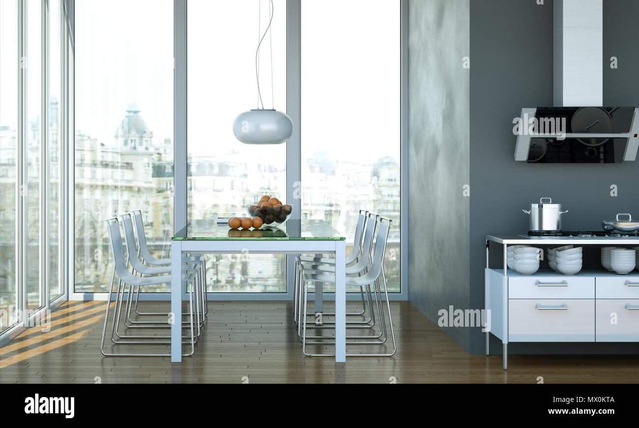 Dining room interior design in beach house Stock Photo - Alamy