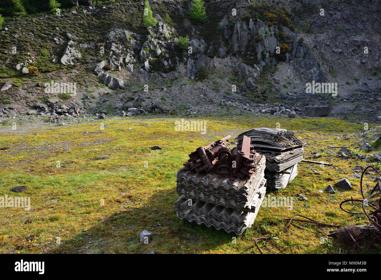 asbestos sheets on the quarry floor Stock Photo Alamy