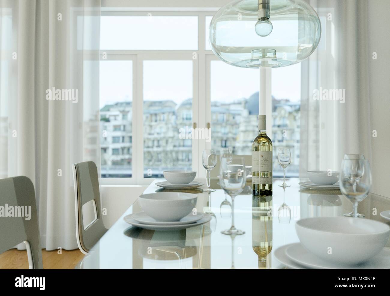Dining room interior design in modern appartment Stock Photo - Alamy