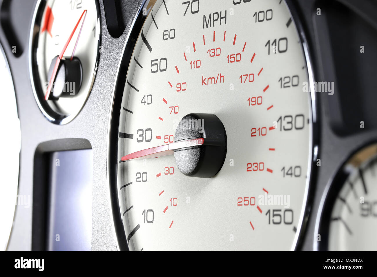 speedometer at 25 MPH Stock Photo