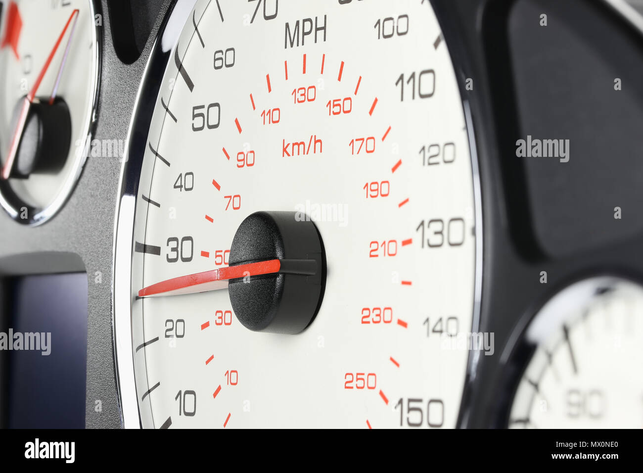 speedometer at 25 MPH Stock Photo