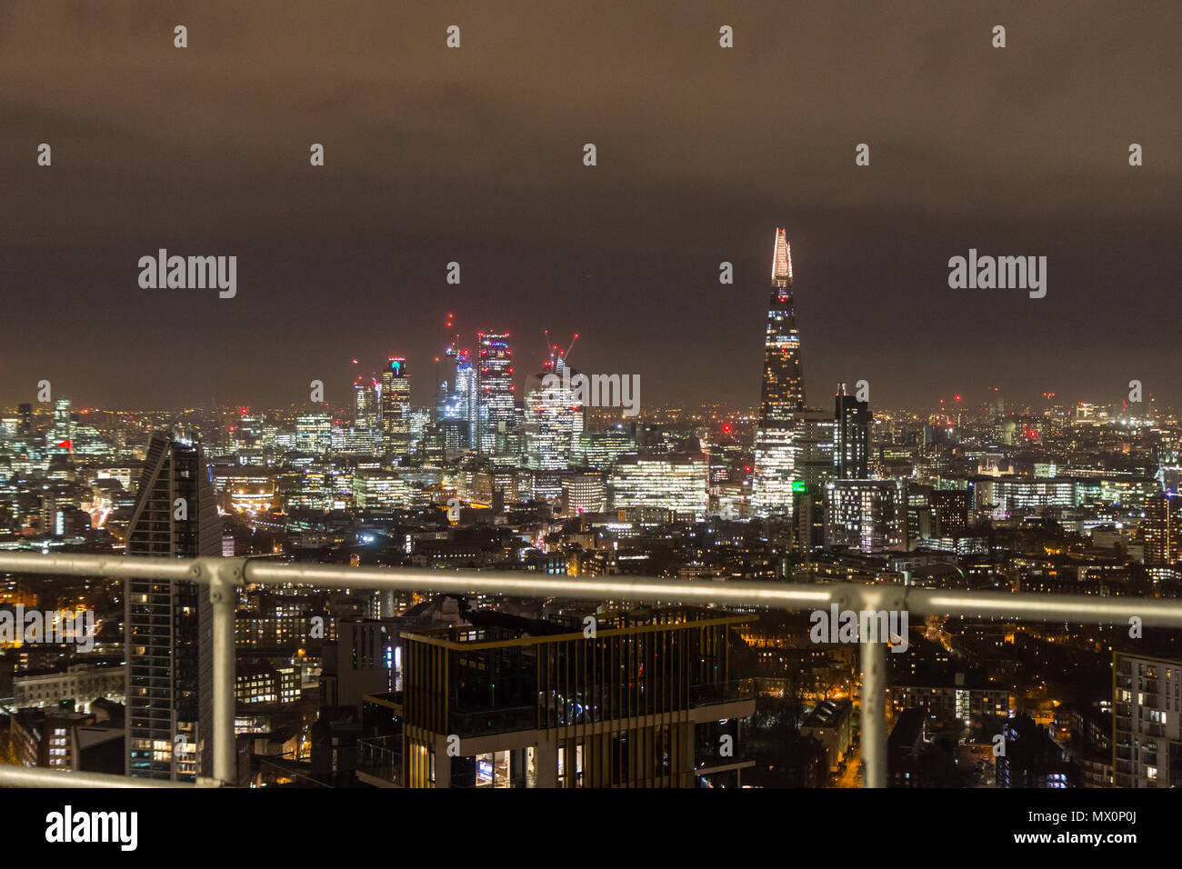 View of the City of London at night Stock Photo