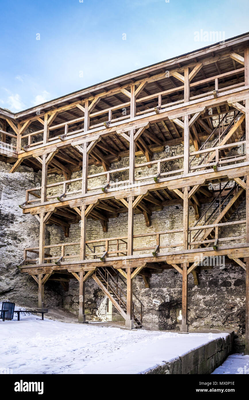 The interior of Ogrodzieniec medieval castle in Poland Stock Photo