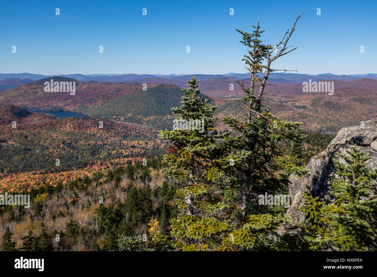 The view from the peak of Crane Mountain, in the Adirondacks, on Friday