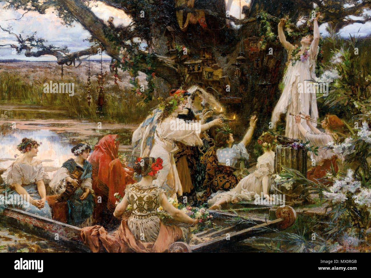 500 PRADILLA - Bajo el árbol consagrado a Ceres (Colección particular, 1903. Óleo sobre lienzo, 77,5 x 111 cm) Stock Photo