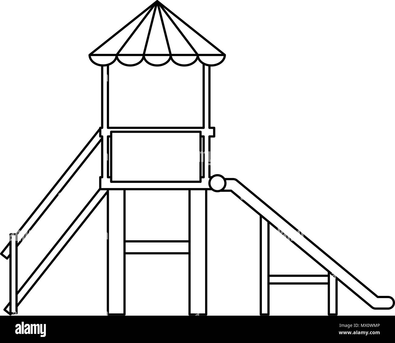 game with tower and slide vector illustration design Stock Vector Image ...