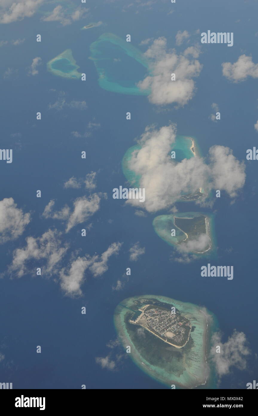 Islands of Maldives from the sky, Republic of Maldives Stock Photo