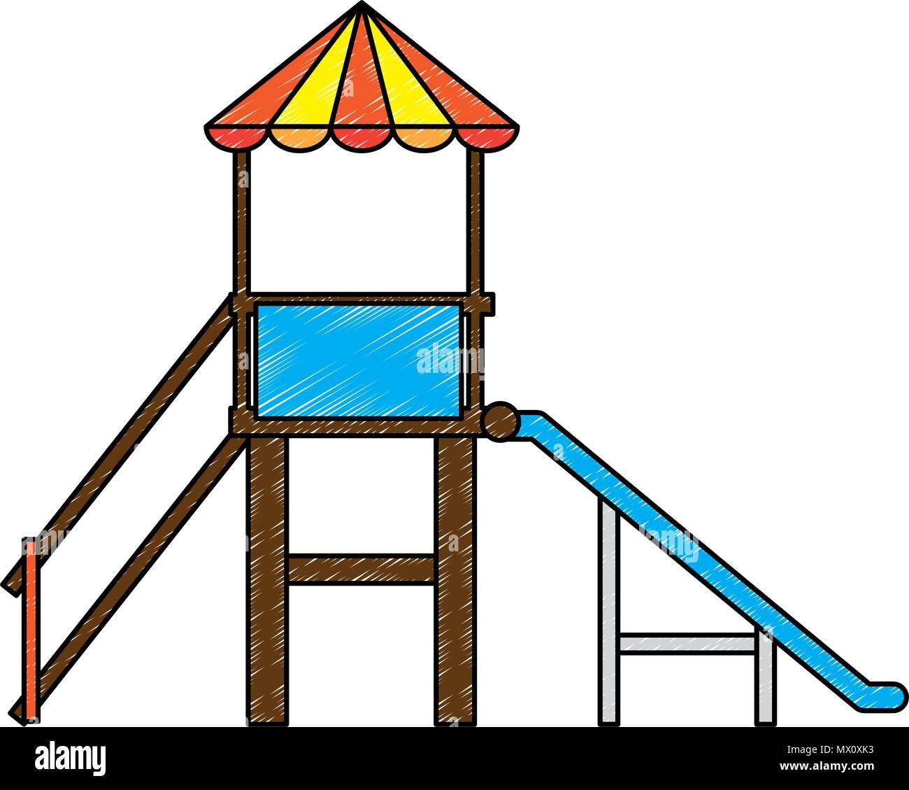 game with tower and slide vector illustration design Stock Vector Image ...