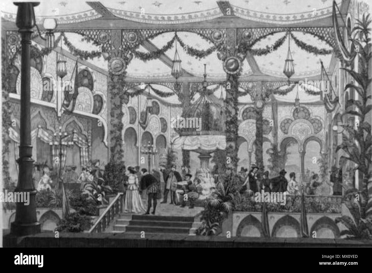 . English: Carnival event in the Casino Theatre in Copenhagen, Denmark . 1870. Vilh. Pacht 117 Casino - Karneval, 1870.01.27 Stock Photo