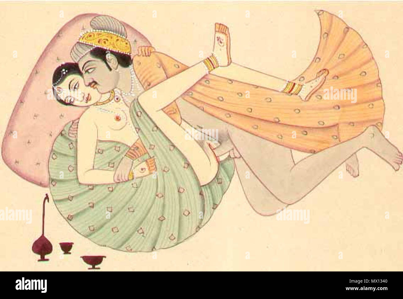 . English: Kama Sutra Illustration Հայերեն: Կամասուտրայի պատկեր . 19th Century?. Unknown 334 KamaSutra07 Stock Photo