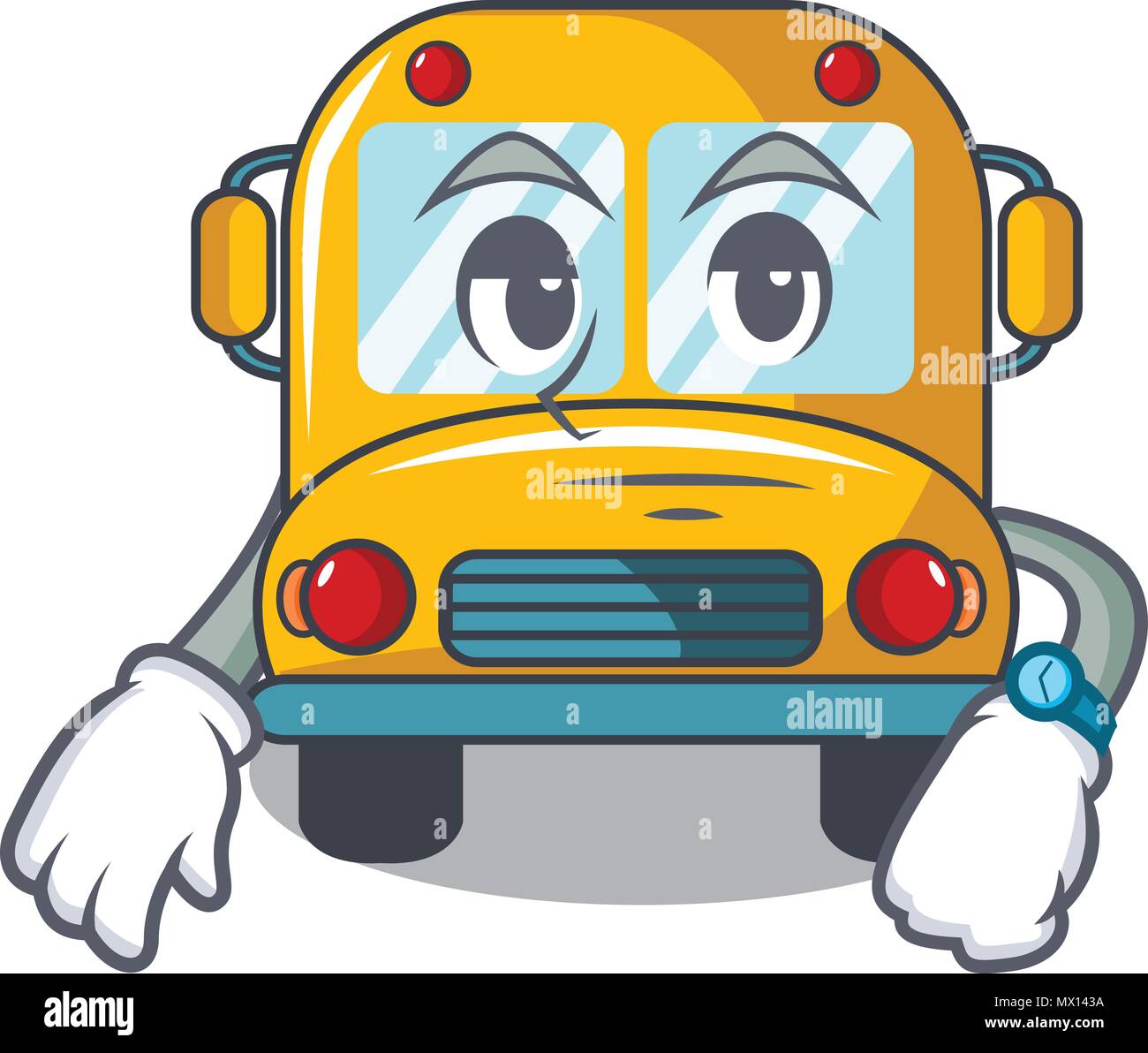 Waiting school bus mascot cartoon Stock Vector Image & Art - Alamy