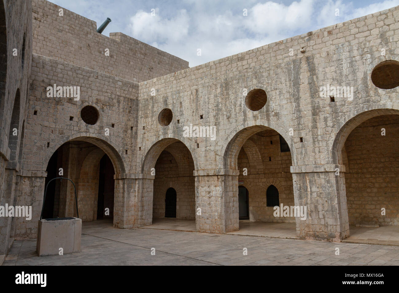Lower level area inside Fort Lovrijenac, Dubrovnik, Croatia. Stock Photo