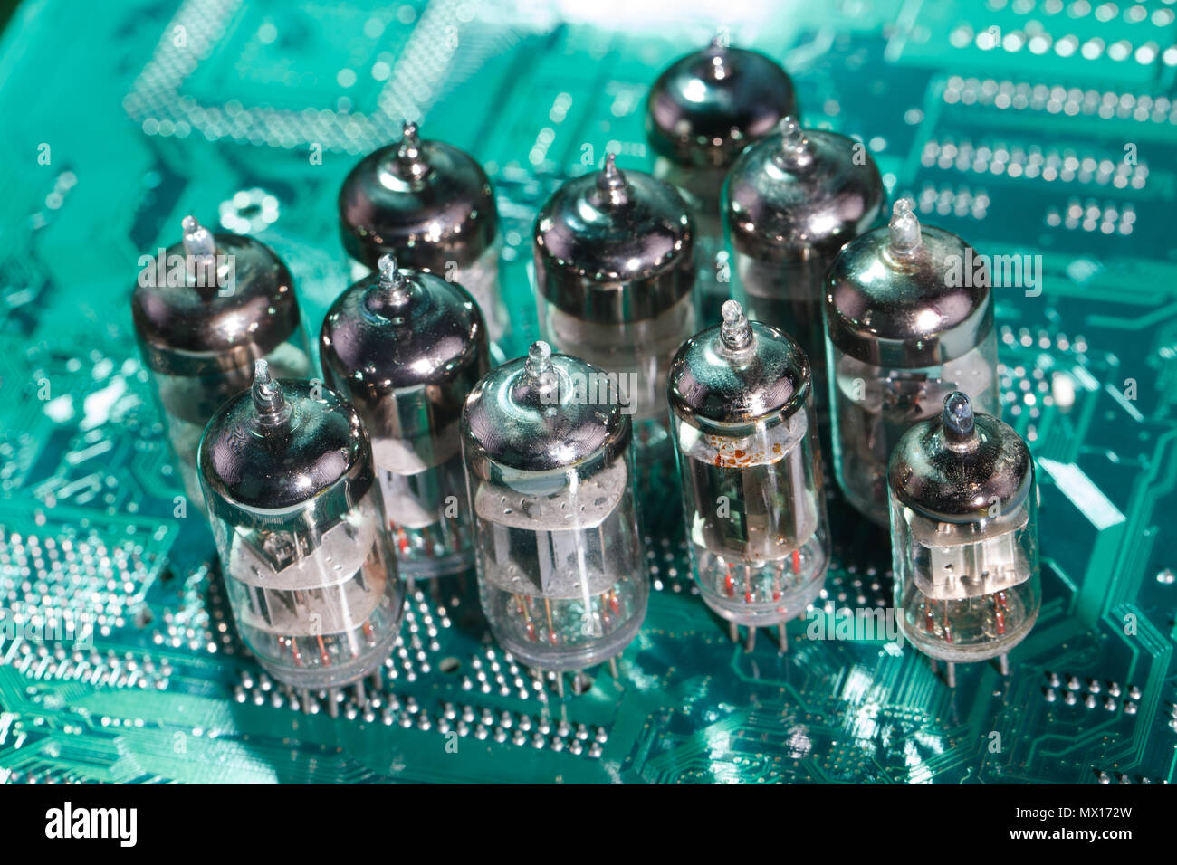 Electronic vacuum tube on circuit board Stock Photo - Alamy