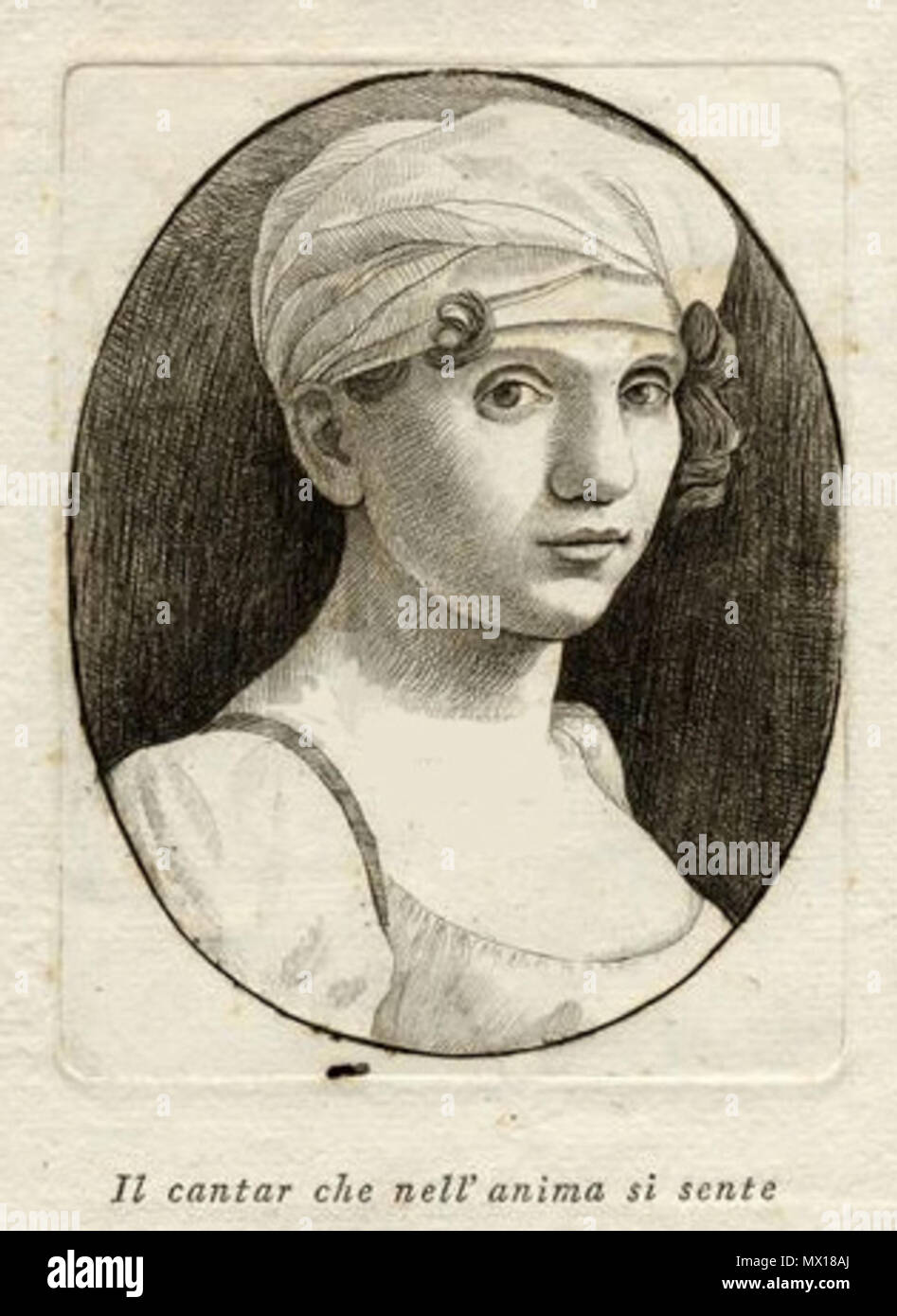 . English: Engraved portrait of Elisabetta Manfredini Guarmanni (1780 - after 1824) . circa 1815. Anonymous Italian 184 Elisabetta Manfredini Stock Photo