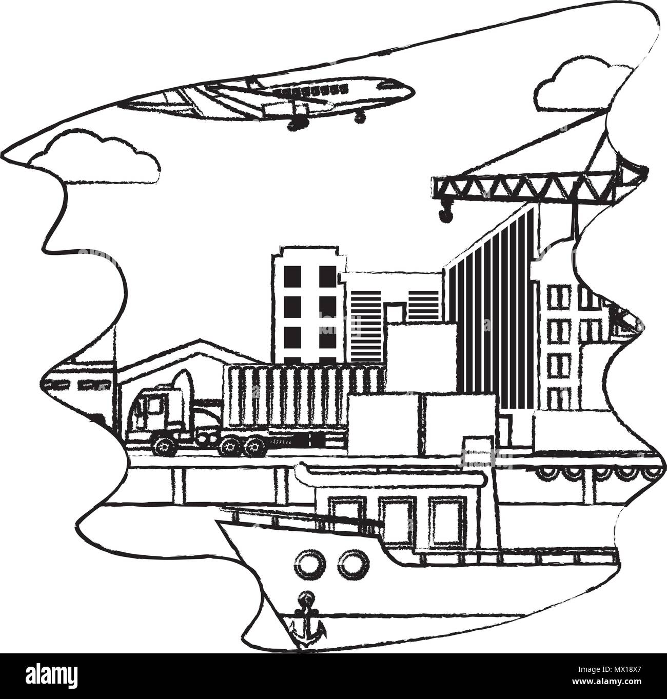 Ship carrying containers Stock Vector Images - Alamy