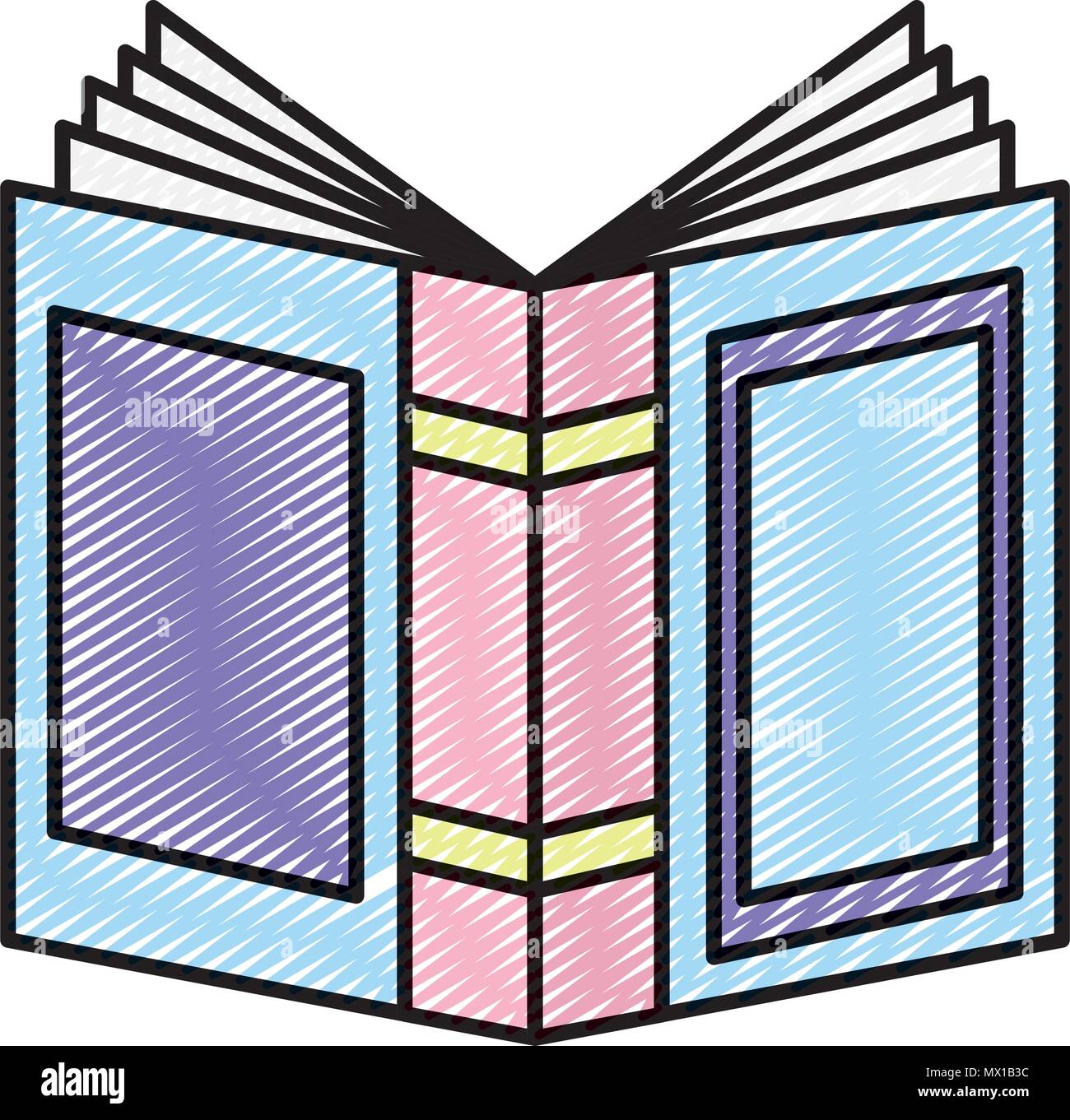 doodle open book front board education object Stock Vector