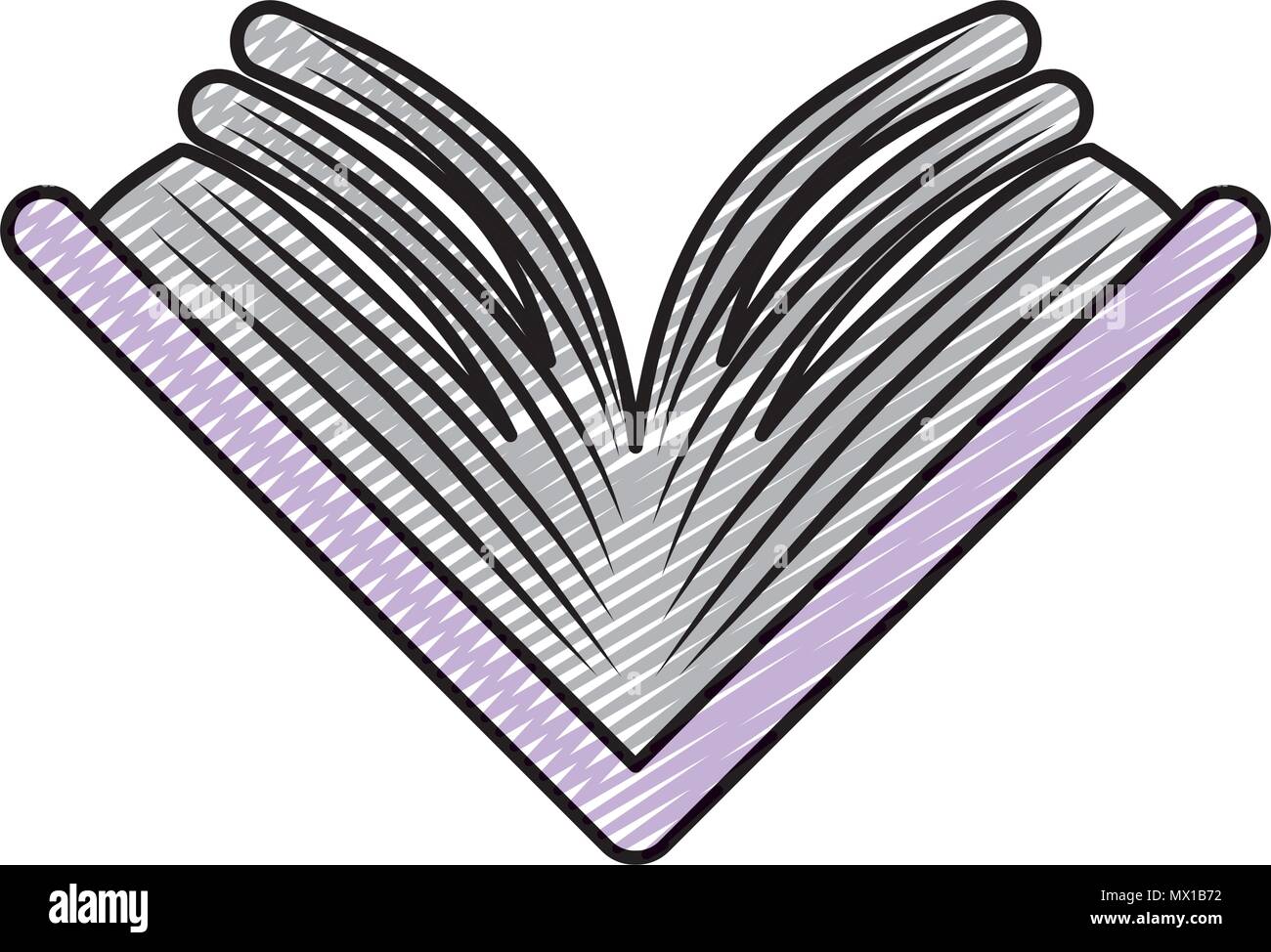 doodle open book front board papers information Stock Vector