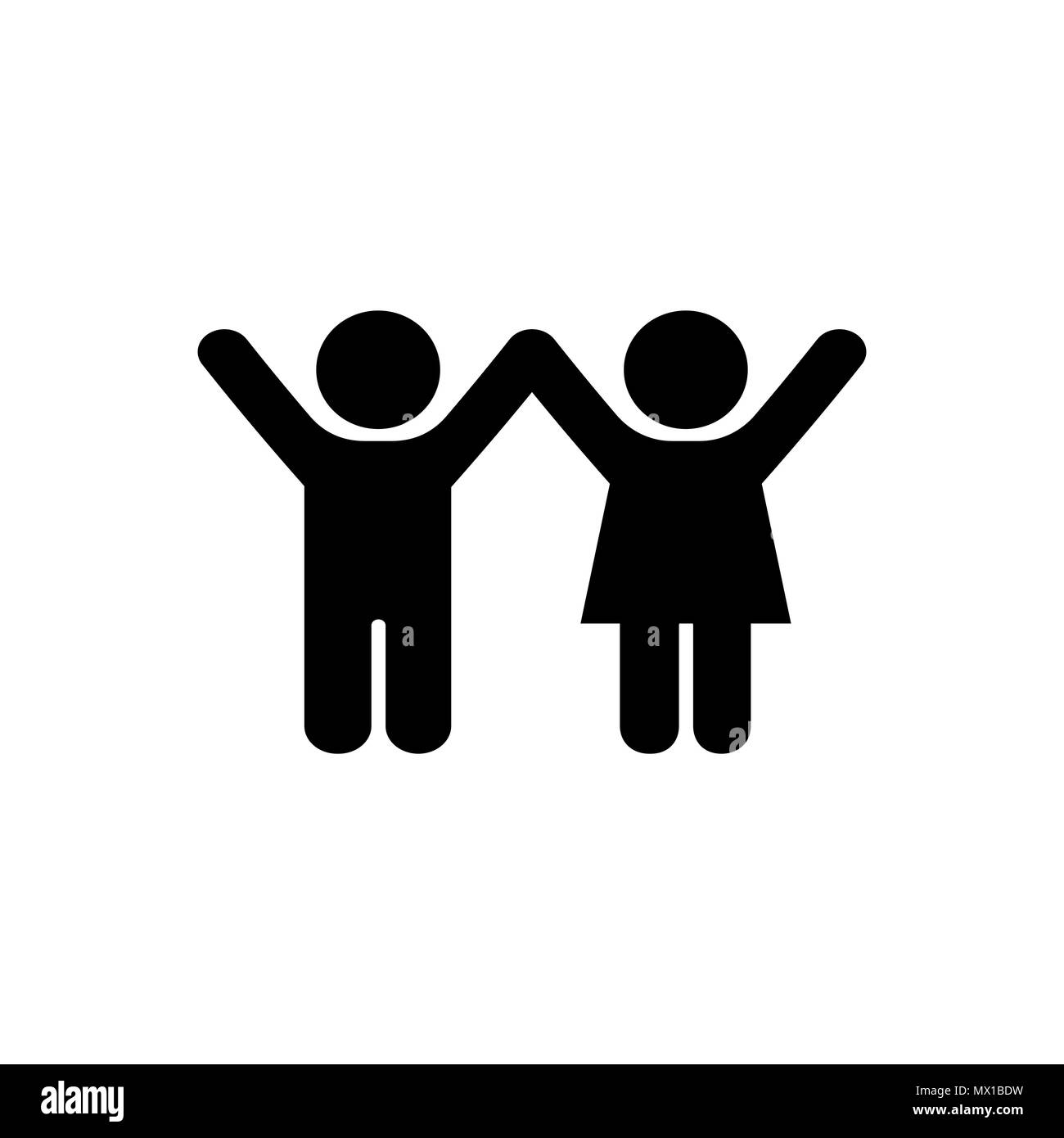 Boy and girl icon icon in flat style. Child symbol Stock Vector