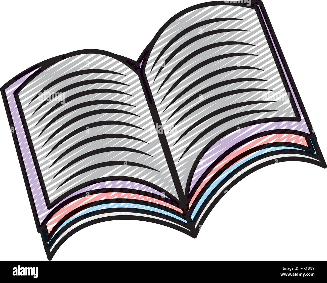 doodle open book education papers style Stock Vector