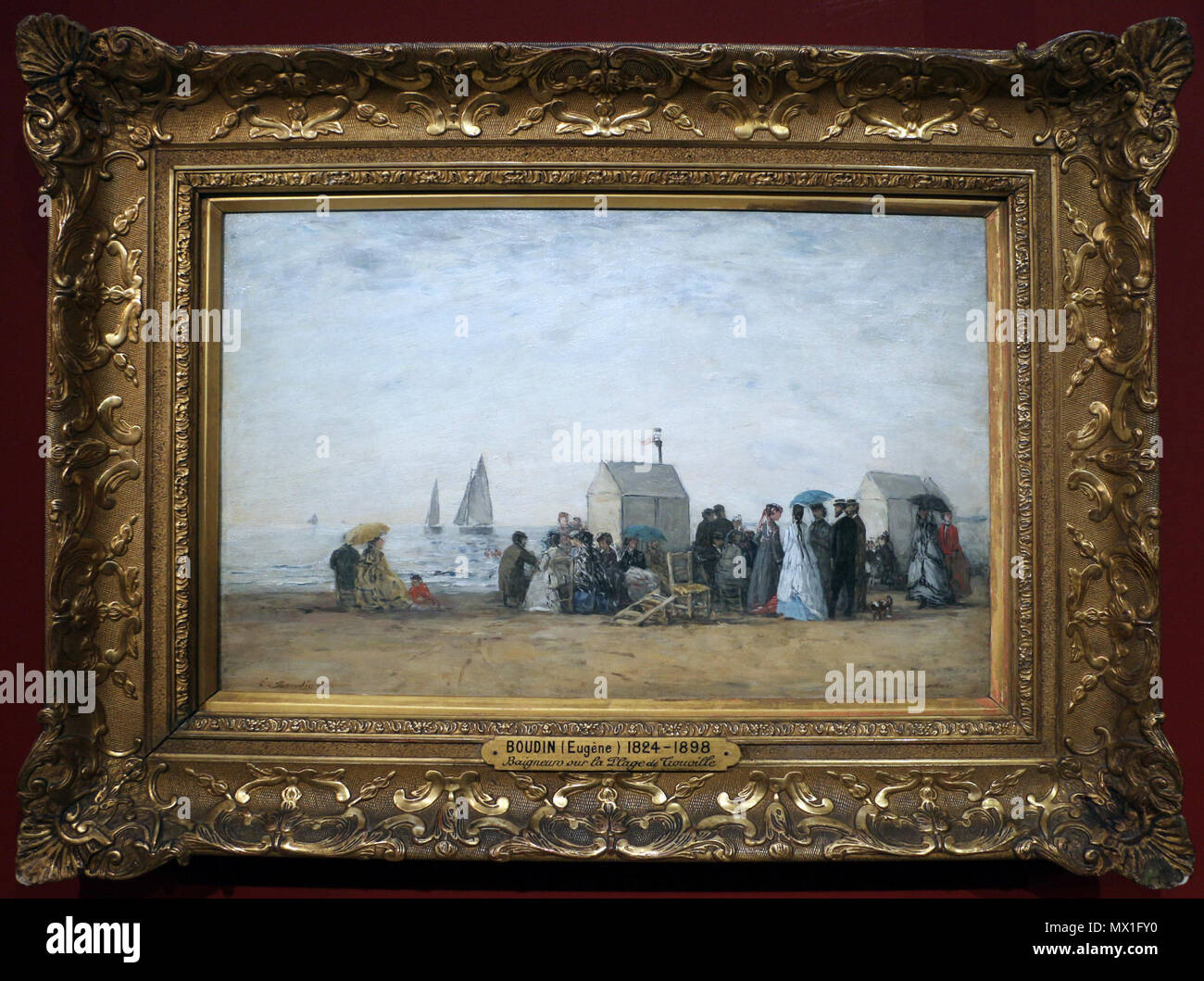 Luis Eugene Boudin 油彩画 海辺の風景 Luis Eugene Boudin 油彩画 海辺の風景