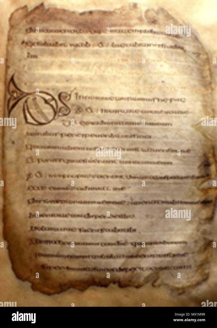 . A page of text from the Cathach of St. Columba 118 CathachColumbaText2 Stock Photo