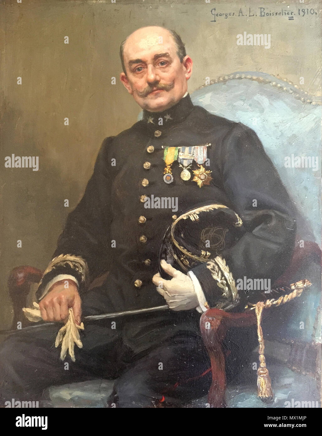 . Français : Portrait d'homme en uniforme . 28 March 2016, 11:35:35. Georges A. L. Boisselier 495 Portrait d'homme en uniforme, 1910 Stock Photo