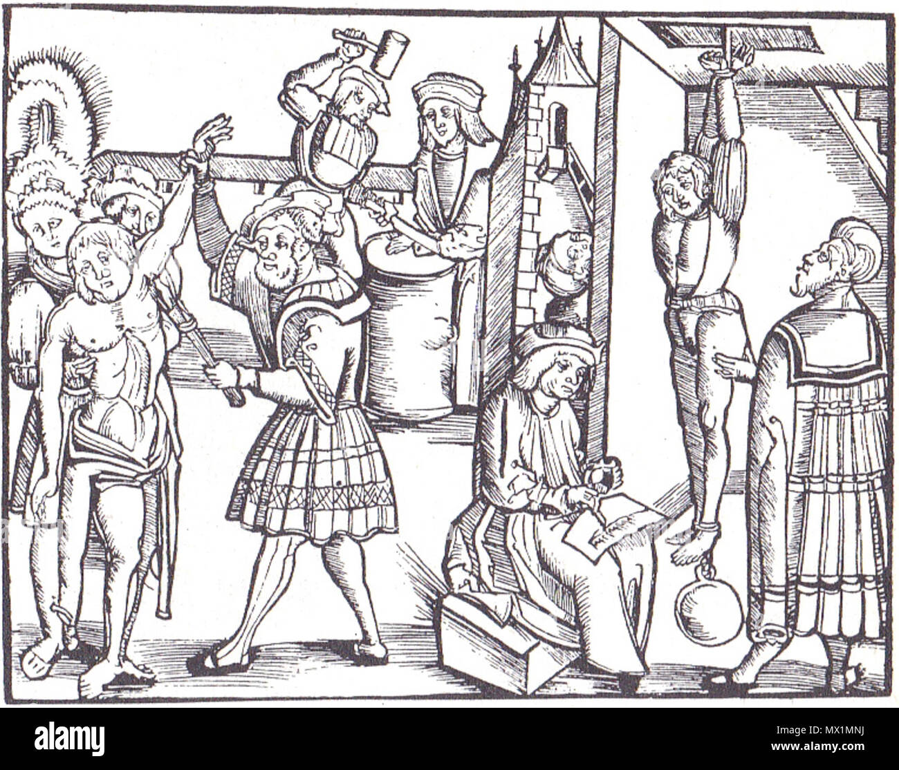 . English: Medieval torture. 16th century. Unknown 410 Medieval torture Stock Photo