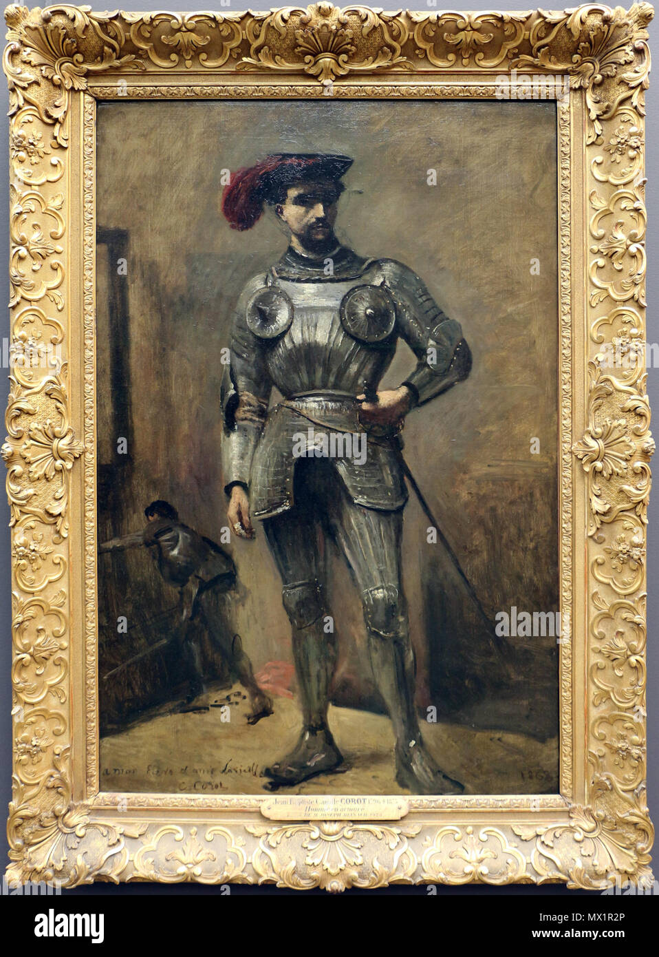 . the man in armor .  English: Paintings by Jean-Baptiste-Camille Corot in the Louvre . 1868 ; 2016-06-16 17:21:40. Sailko 109 Camille corot, l'uomo in armatura detto anche il cavaliere, 1868 Stock Photo