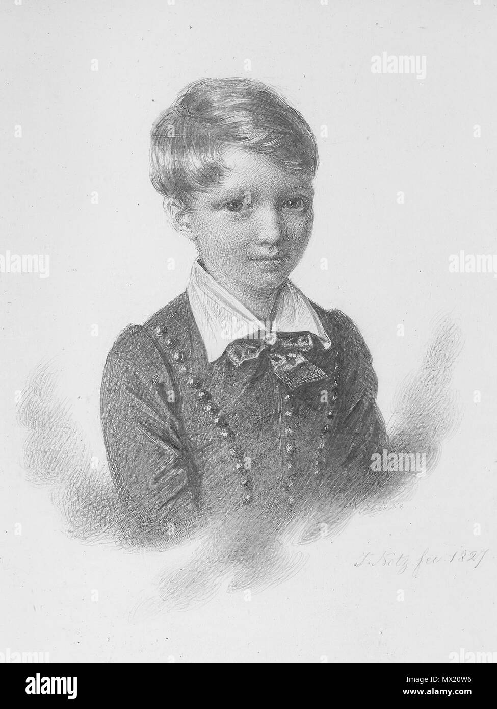 . English: Henry Danby Seymour MP (1820-1877) as a child Silverpoint 10.8 cm (image is cropped though) signed b.r.: J.Notz fec. 1827 inscribed verso: Henry Danby Seymour/ born 1820 D.1877/ Hen.  . 1827. Johannes Notz (1802-1862) 274 Henry Danby Seymour MP (1820-1877) as a child, by Johannes Notz (1802-1862) Stock Photo