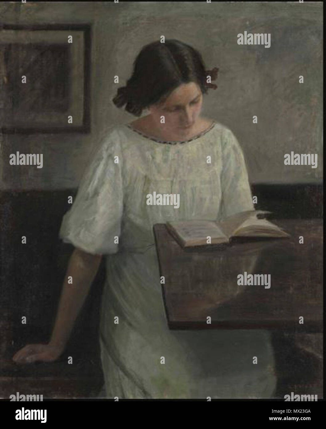 . The Artist's Wife in White Reading 593 The Artist's Wife in White Reading Stock Photo