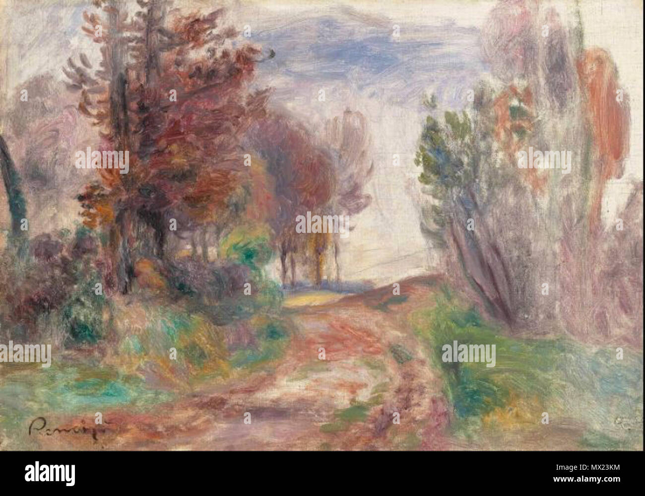 473 Paysage, chemin à la sortie d'un bois Stock Photo