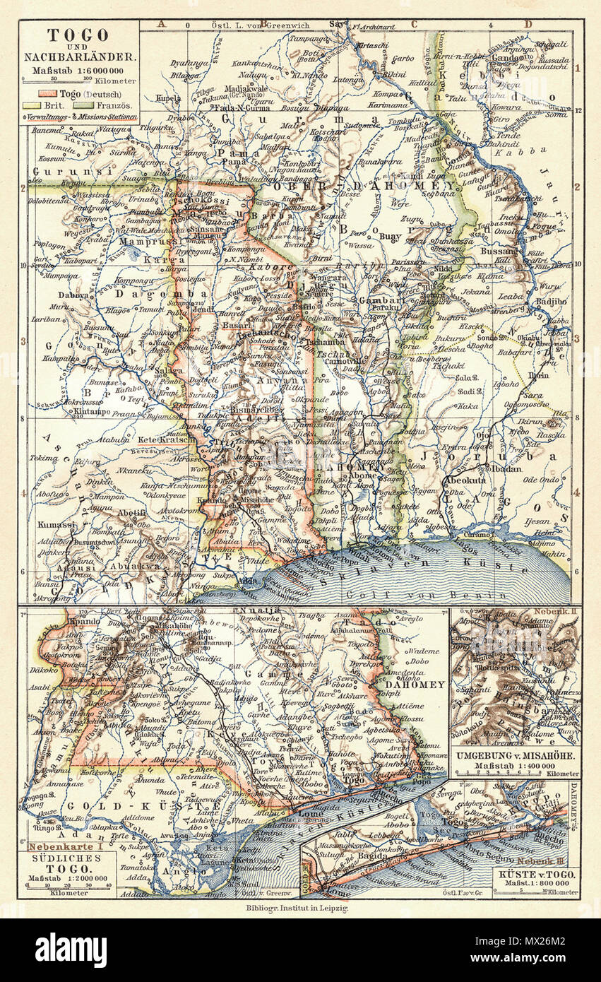 . English: Togo (1905) Deutsch: Togo (1905) Slovenčina: Togo (1905) . 1905. Meyer, Hermann Julius (1826–1909); Bibliographisches Institut Leipzig 3 092 togo Stock Photo