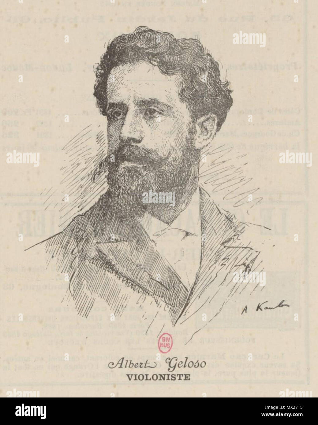 . English: French violinist Albert Geloso (1863-1916) . 1890s. A. Kaub 32 AlbertGeloso Stock Photo