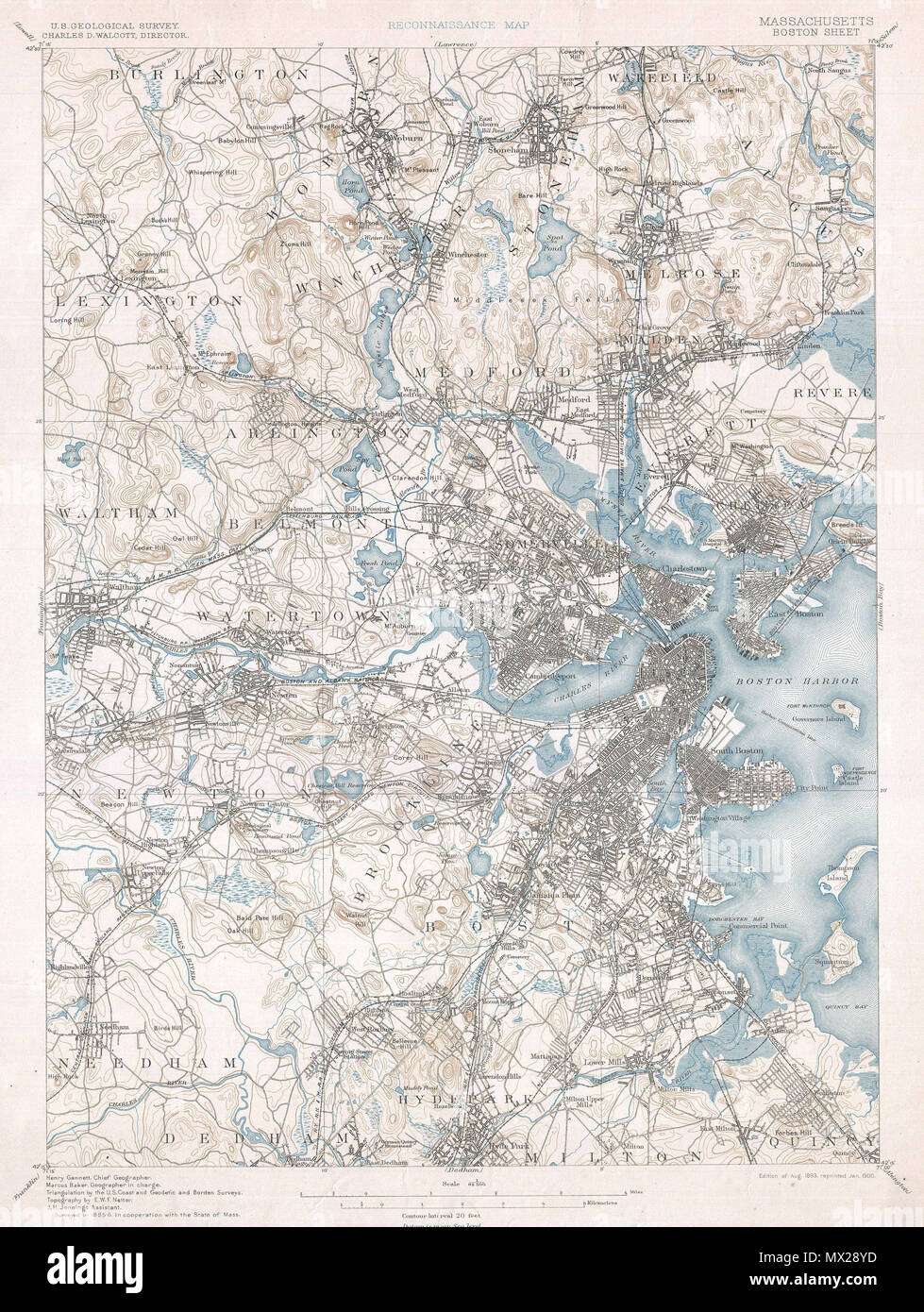 1900 u s geological survey of boston and vicinity hires stock