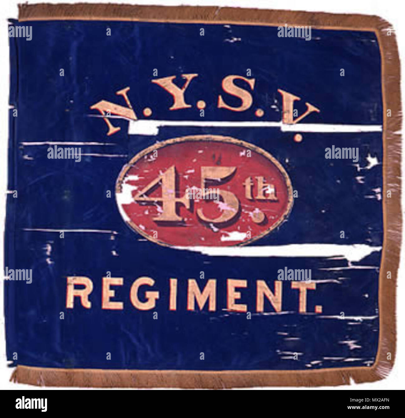 . English: Flank marker flag for the 45th New York Volunteer Infantry Regiment. Paint on fabric. Dates to regiment's original 3 year muster period, which began in 1861. circa 1861. Unknown 17 45th NY flank marker Stock Photo