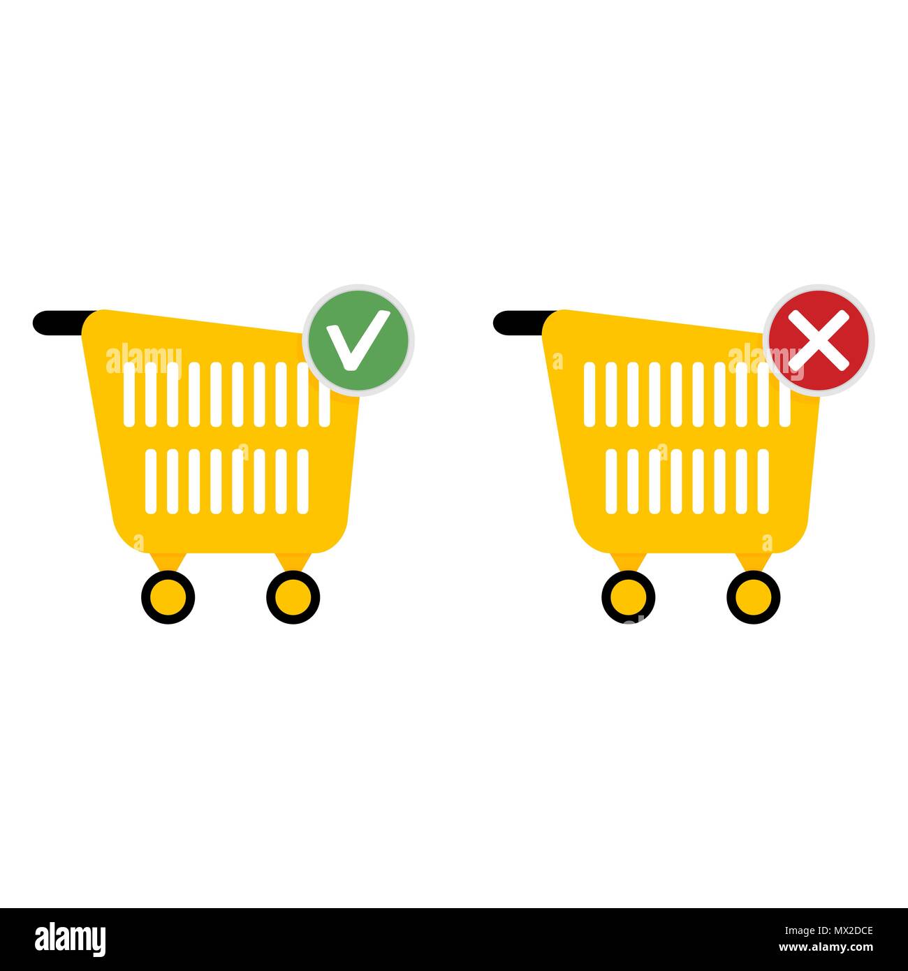 Add or cancel purchase. Web icons for store. Vector basket shop, ecommerce cart for purchase illustration Stock Vector