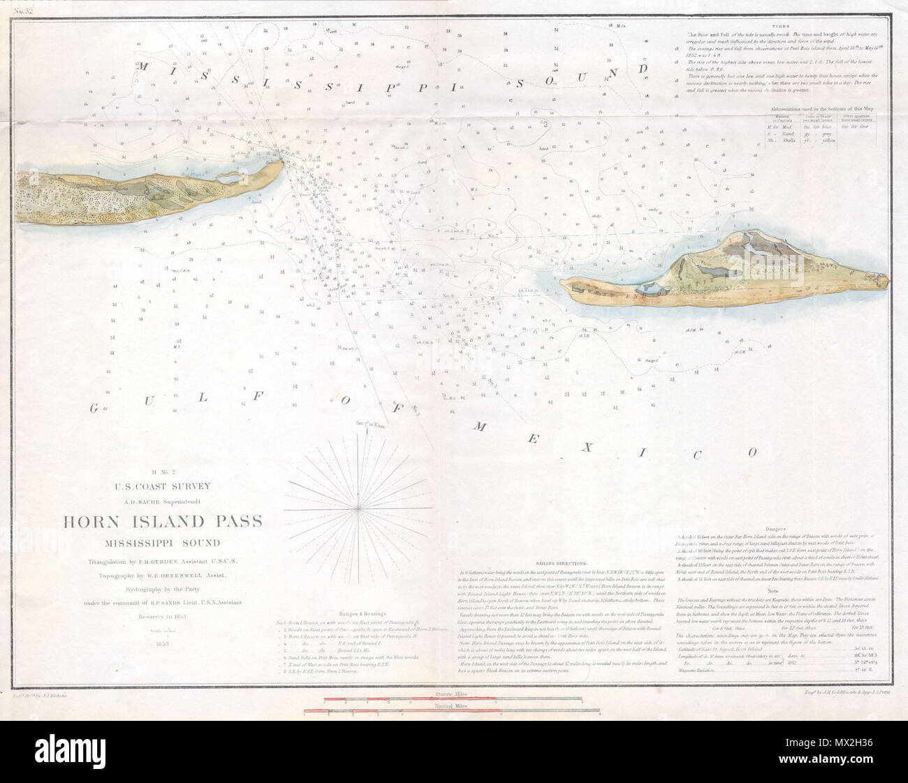 . H No. 2 U.S. Coast Survey Horn Island Pass Mississippi Sound. English