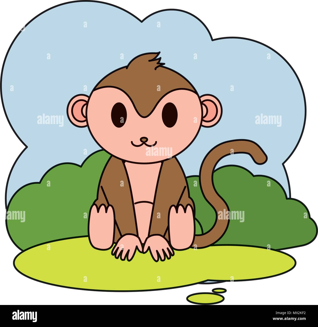 color cute monkey wild animal in the landscape Stock Vector Image & Art ...