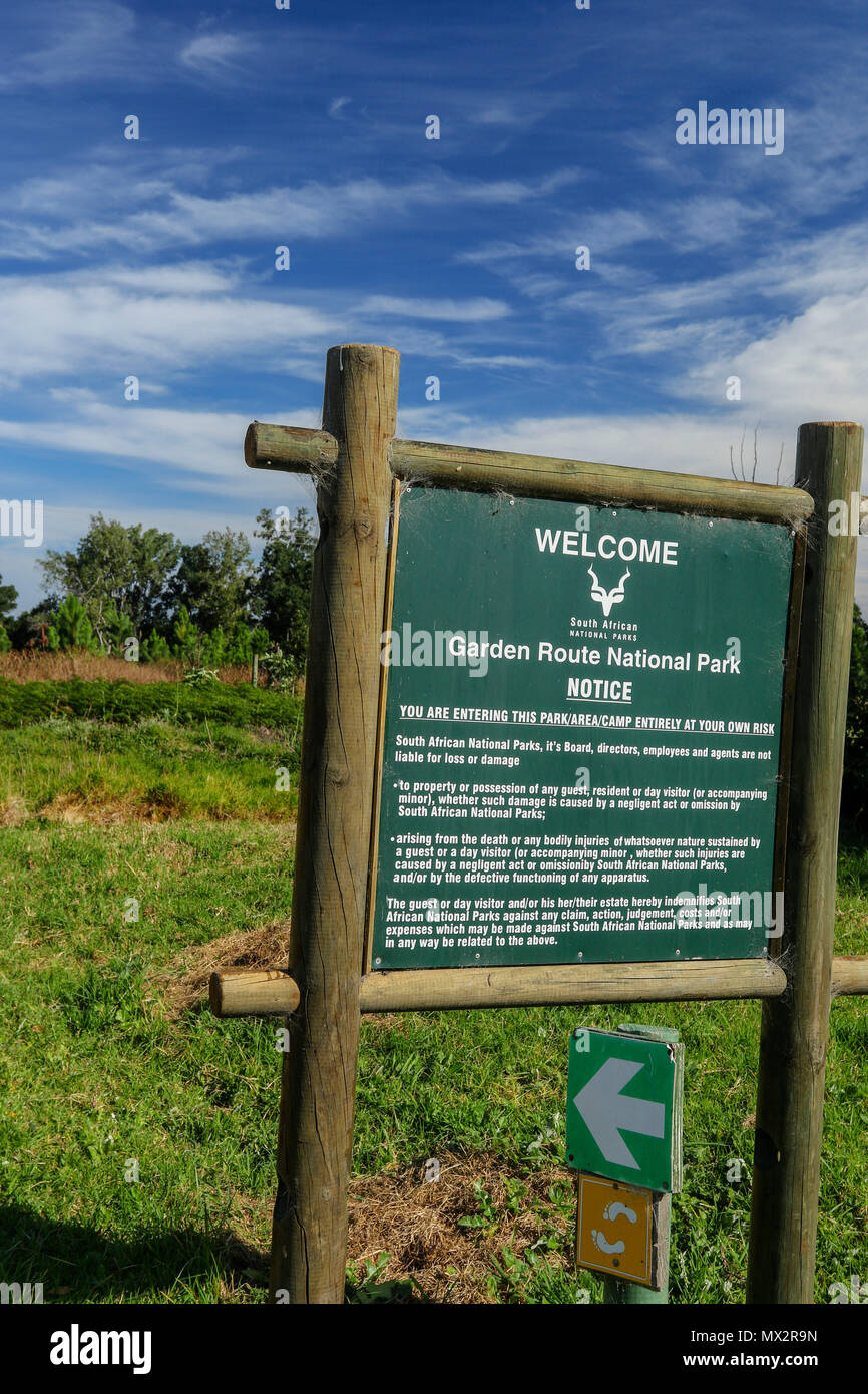 Trailhead and map to the Goesa Walk in the Tsitsikamma National Park, national park, Cape, garden route, south africa Stock Photo