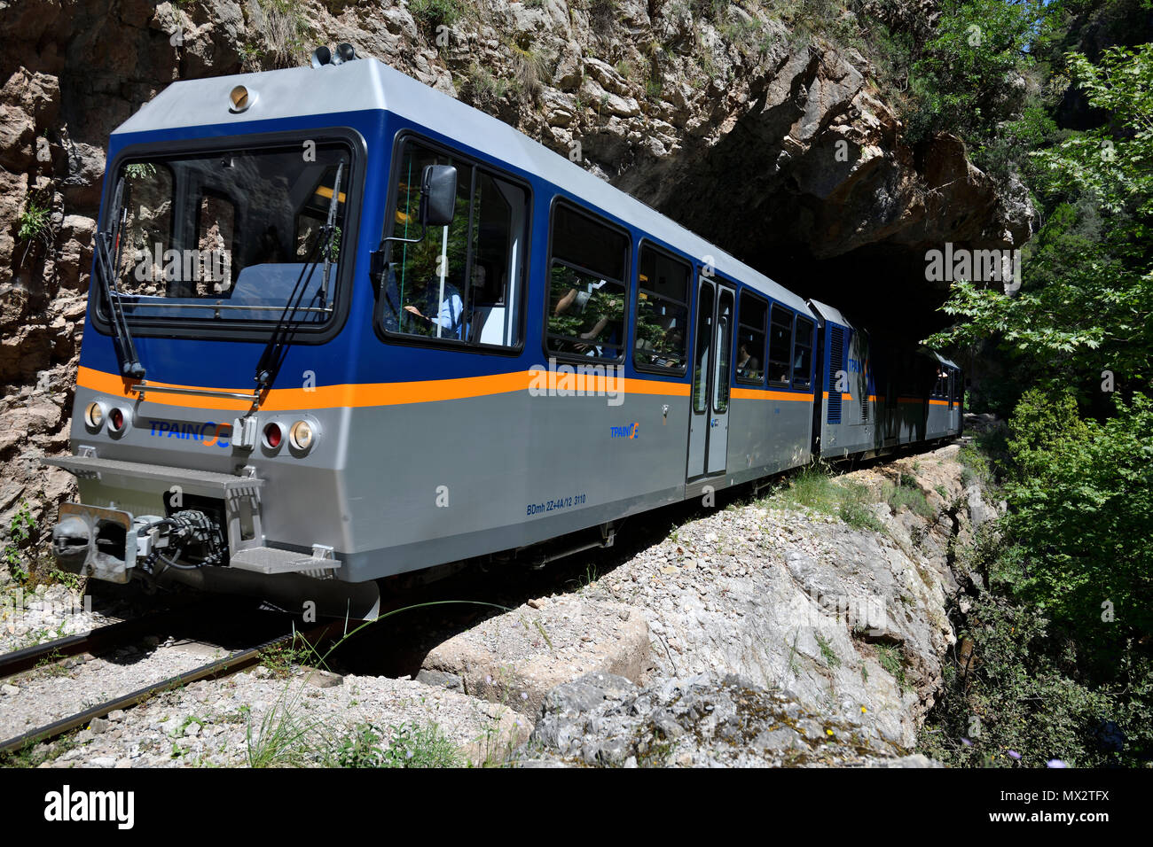The Rack railway in Vouraikos Peloponnese, Greece Stock Photo