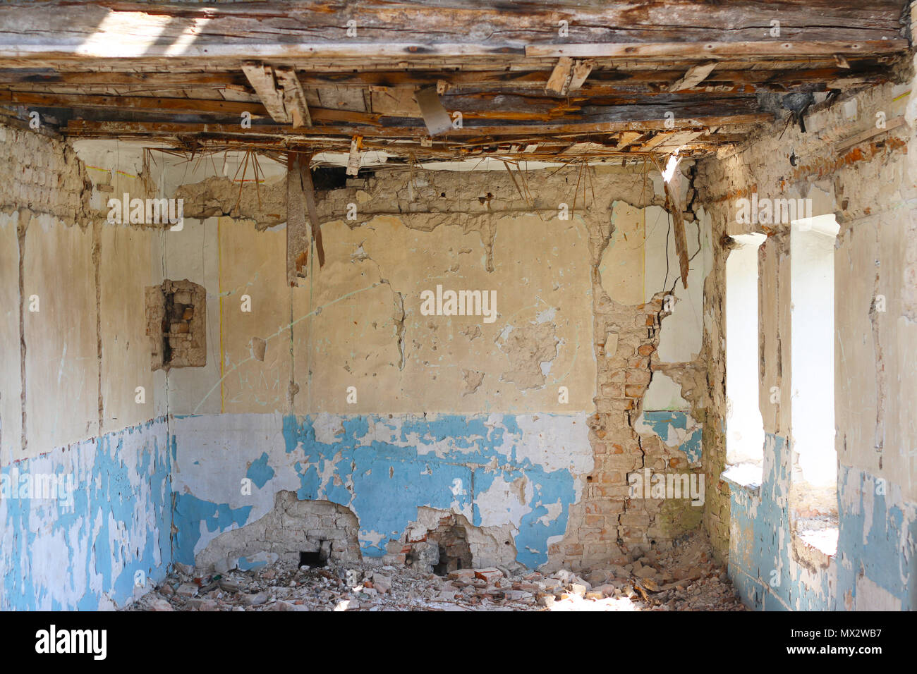 abandoned room in ruins Stock Photo