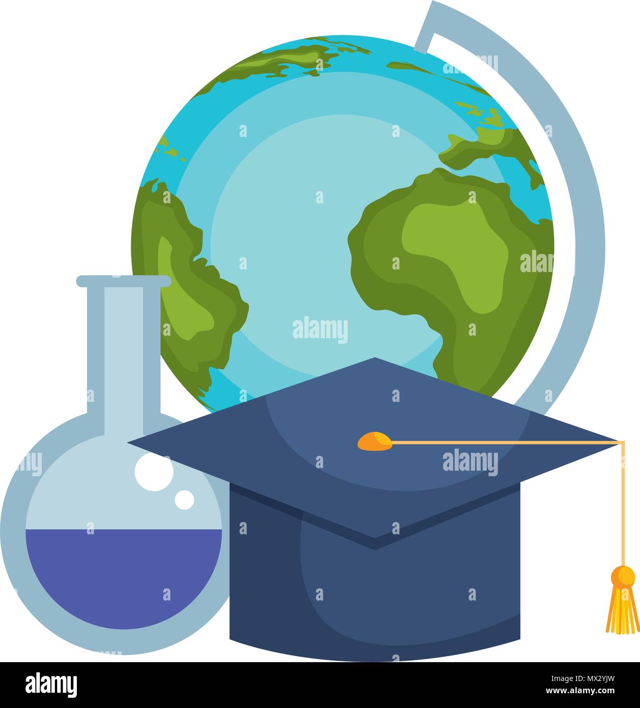world planet earth with graduation hat and tube test vector ...