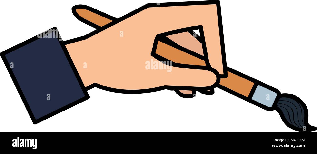 hand with paint brush tool icon Stock Vector Image & Art - Alamy