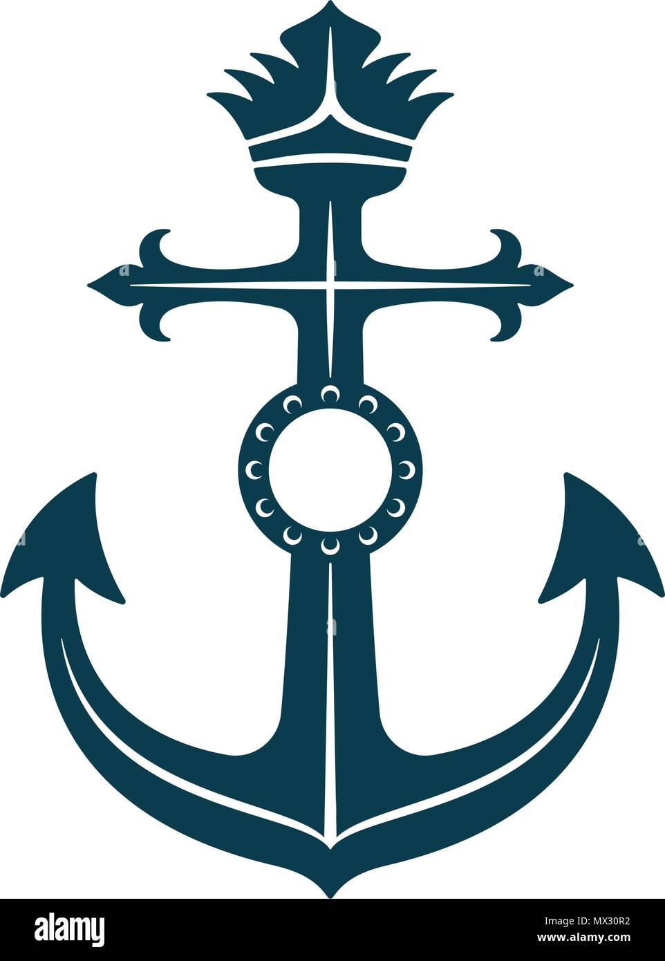 Royal anchor with label on white background. Vector anchor and crown design Stock Vector Image Royal anchor with label on white background. Vector anchor and crown design Stock Vector Image