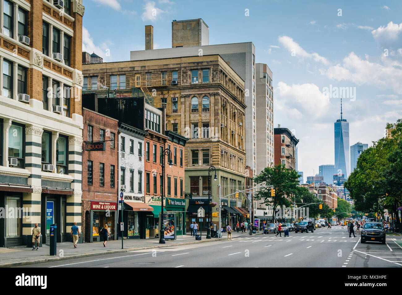 6th Avenue in Greenwich Village, Manhattan, New York City. Stock Photo