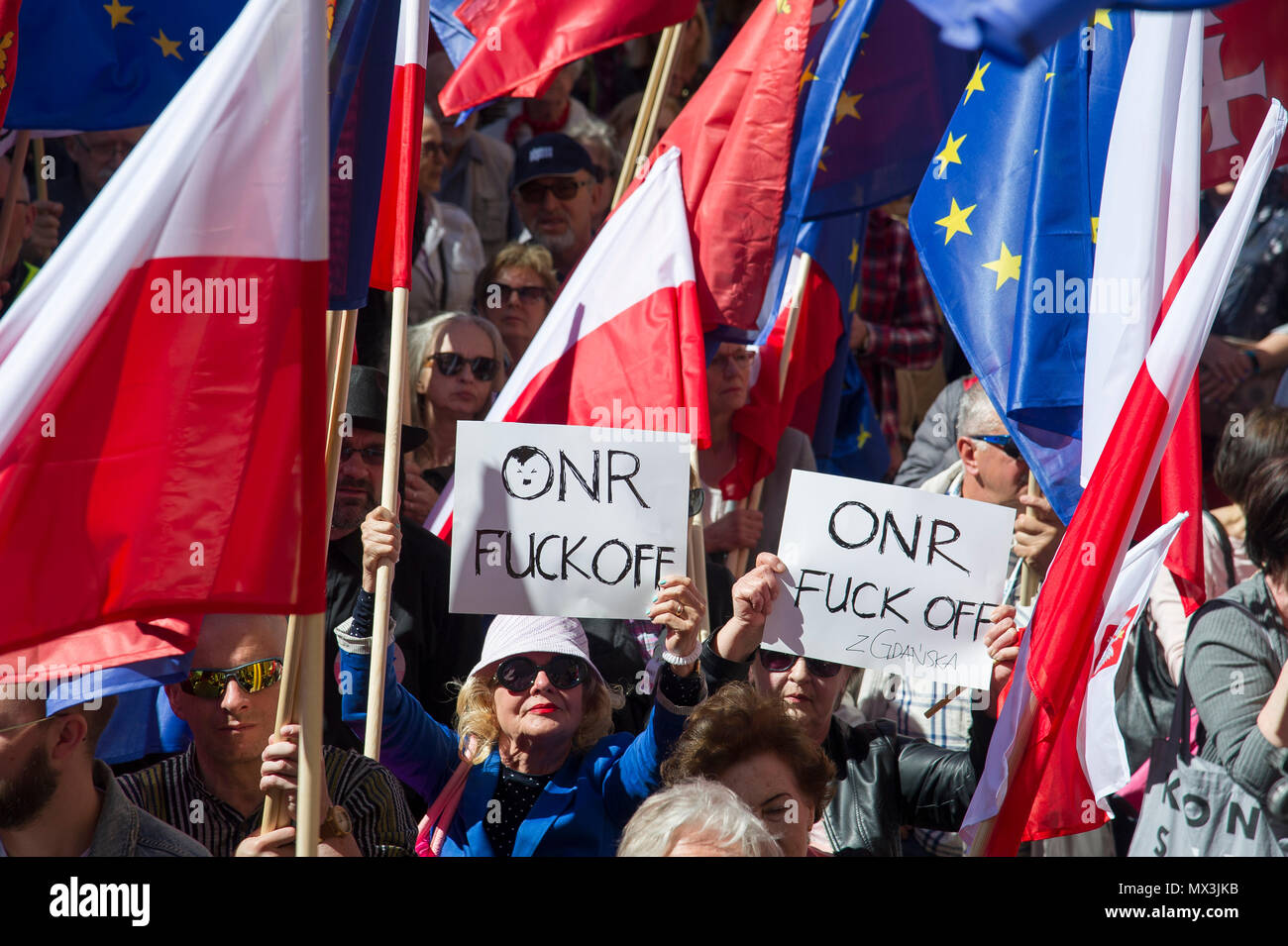 Anti ONR protest in Gdansk, Poland. April 21st 2018 © Wojciech Strozyk / Alamy Stock Photo Stock Photo