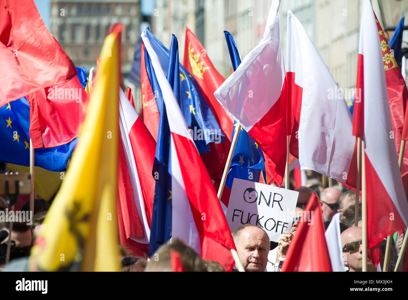 Anti ONR protest in Gdansk, Poland. April 21st 2018 © Wojciech Strozyk / Alamy Stock Photo Stock Photo